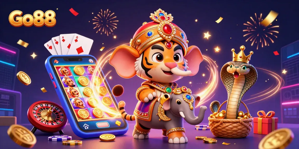 Experience the vibrant world of Go88 with the maharaja tiger and dazzling casino games.