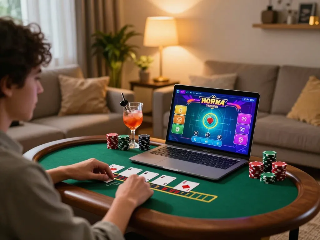 Enjoying a live blackjack game at home with nhacaiuytinn, showcasing an engaging online gambling experience.