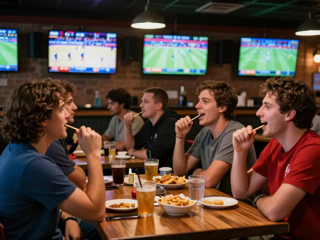 Patrons engaging in sports betting excitement at s666no1 sports bar with live game screens.