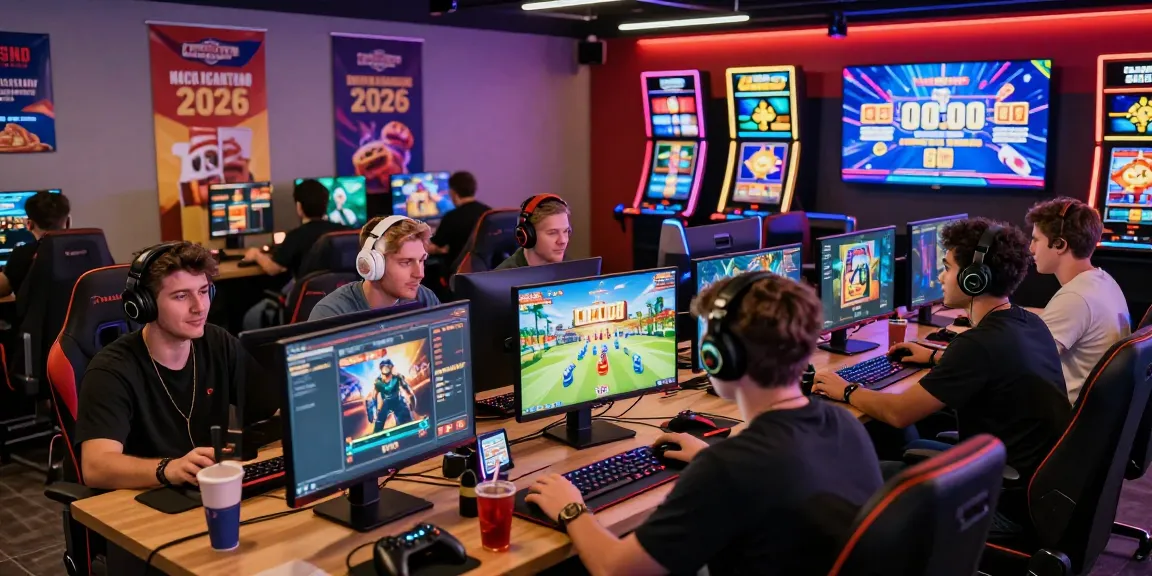 Engaging gaming environment with players enjoying non GamStop casinos at https://atosorigin.co.uk showcasing vibrant game displays and lively atmosphere.