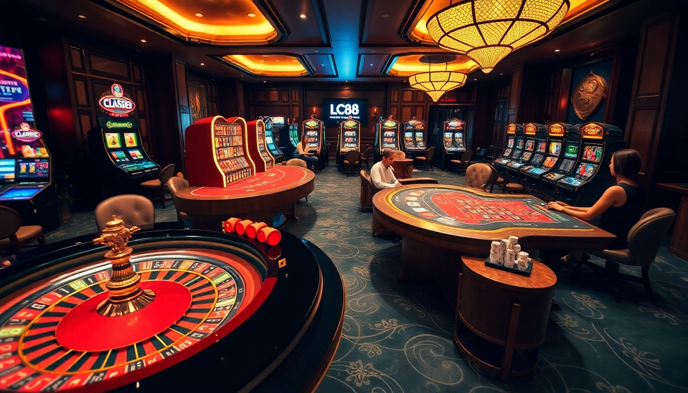 Experience the thrill of gaming at LC88 with vibrant tables and engaging gamblers.