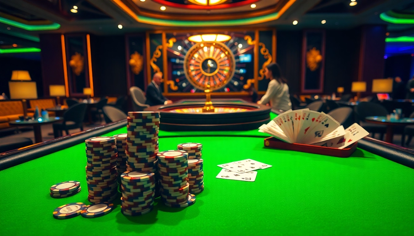 Xocdia88 players engaged in a thrilling table game at a luxurious casino.