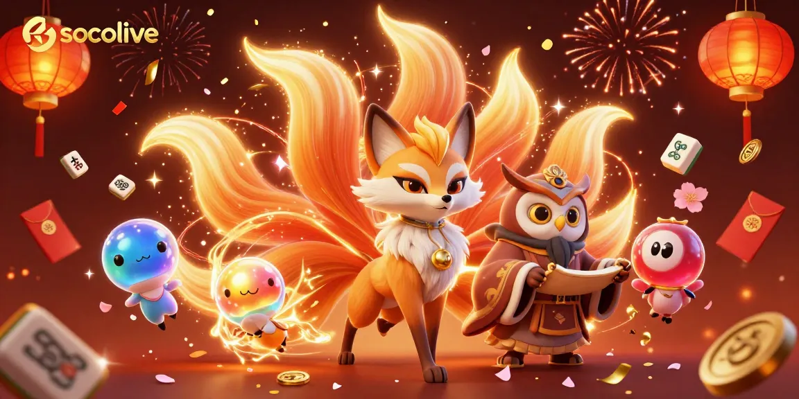 Socolive captures the excitement of live sports betting with colorful elements and fantasy characters.
