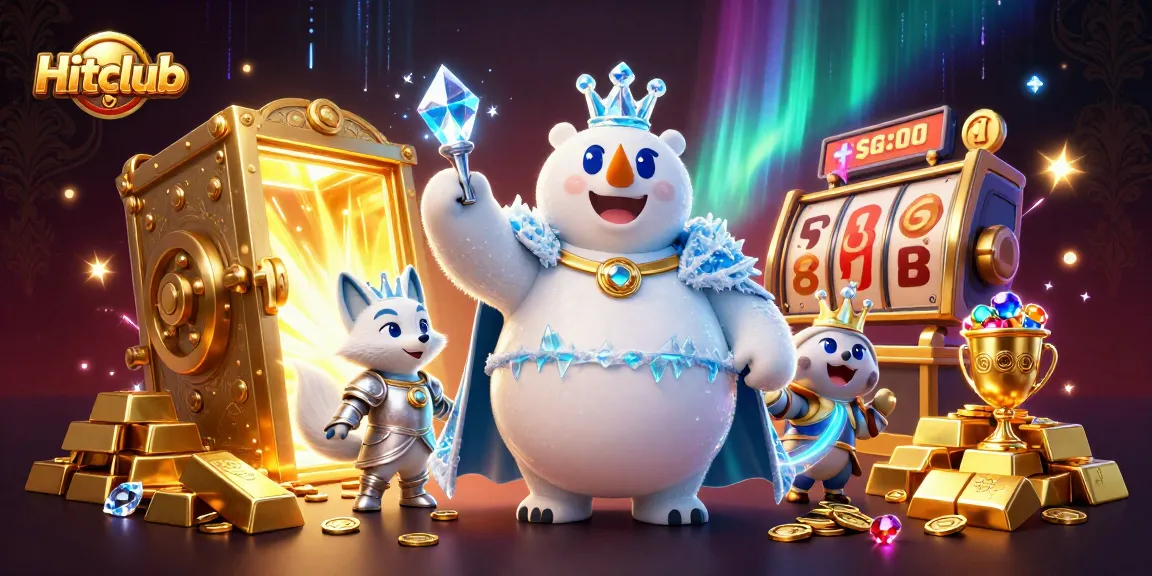 Hitclub features a dynamic scene with a polar bear and snow fox surrounded by casino elements.