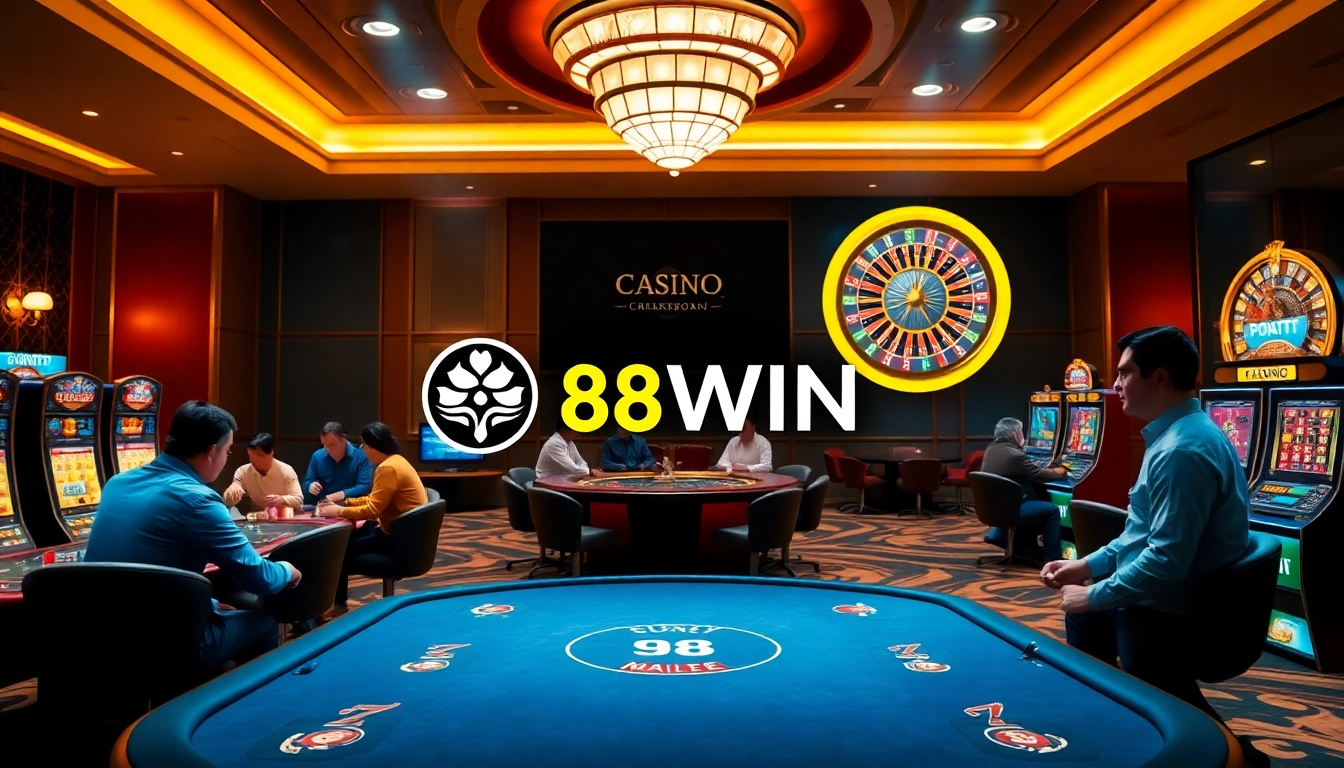 Experience the thrill of 98WIN with engaged gamblers at luxury casino tables.