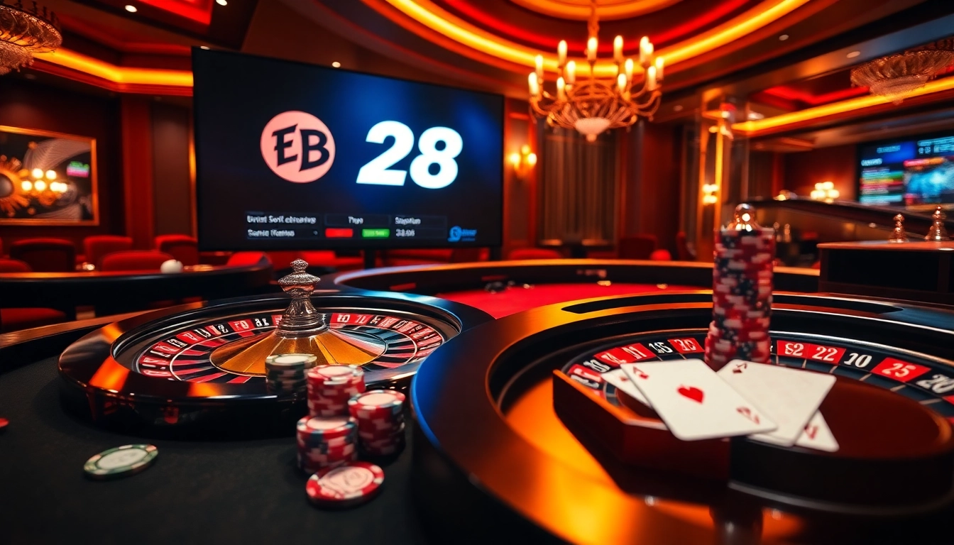 Experience the thrill of placing bets at 28BET in a luxurious casino setting.