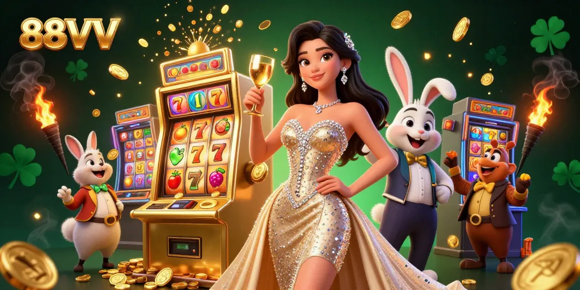 88VV players enjoy thrilling experiences with a glamorous atmosphere at a vibrant jackpot scene.
