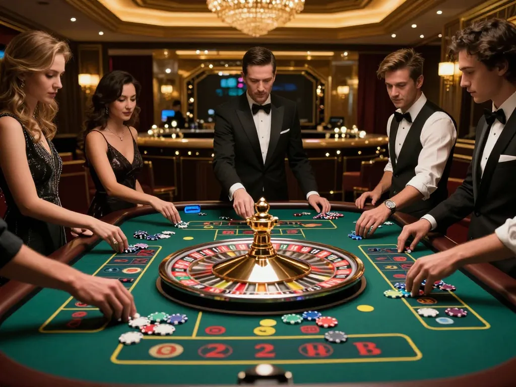 Twin68 roulette excitement with players placing bets at a vibrant table