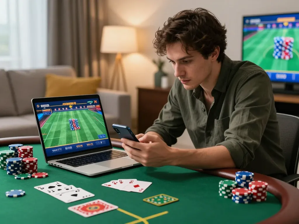 Engaging online gameplay at F8BETz with vibrant poker chips and focused player strategy