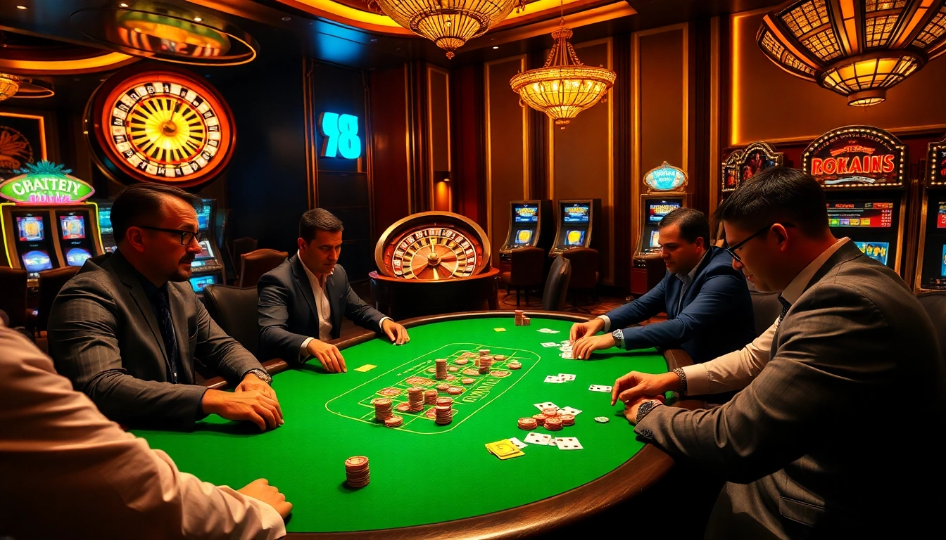 Profound gaming experience at 98win's luxurious casino tables with poker and roulette.