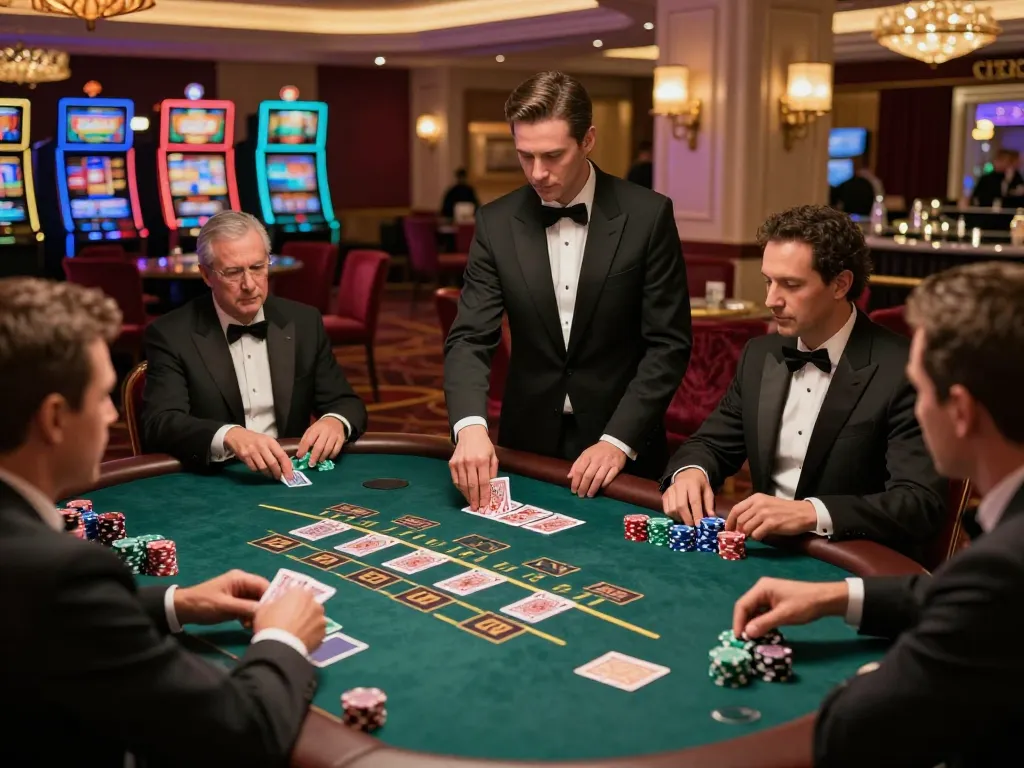 Engaging blackjack game at the casino with players immersed in the action at 33WIN.