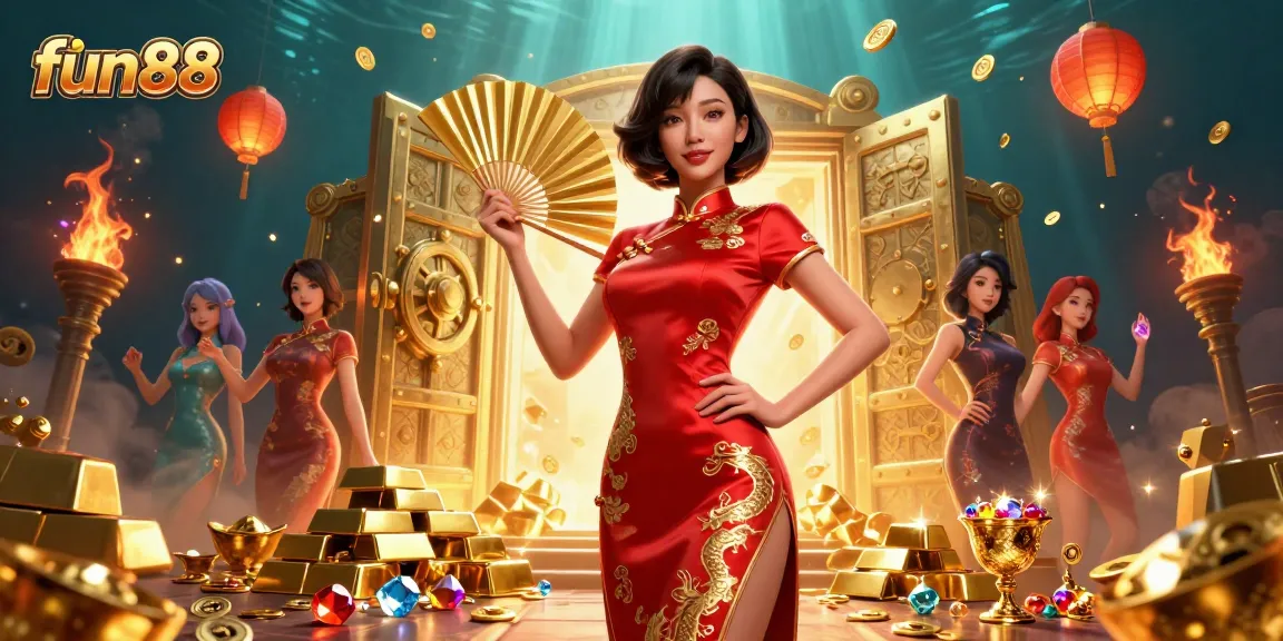 Experience fun88's vibrant rewards through an illustrated casino adventure filled with treasure and excitement.