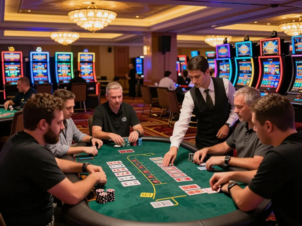 Engaged players strategizing at a blackjack table while enjoying LLwin gaming experience.