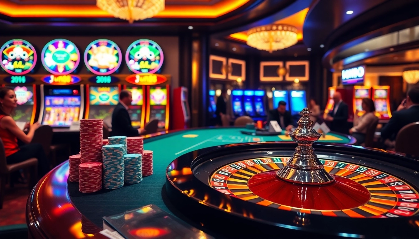 Experience the excitement of Jun88 at a luxury casino table with players engaged in thrilling games.