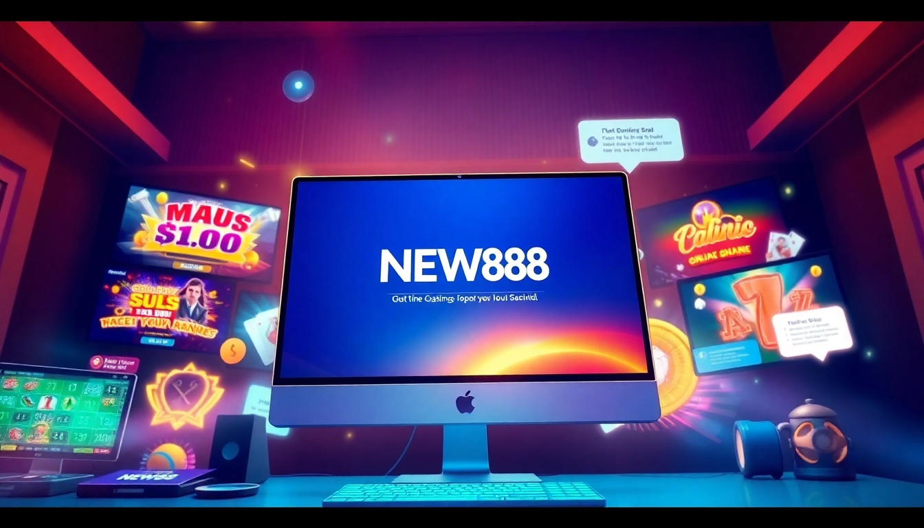 Engaging online betting platform featuring new88go.com logo with vibrant casino game graphics.