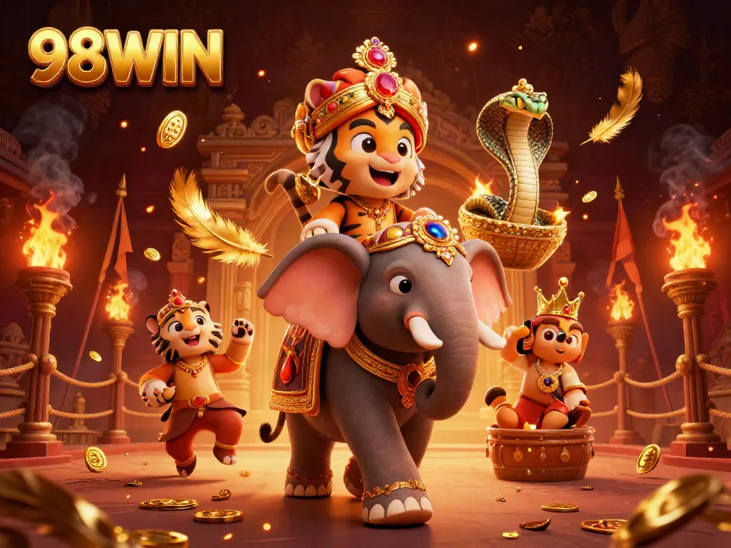Experience the thrill of gaming at 98WIN with dynamic characters and rich casino elements.