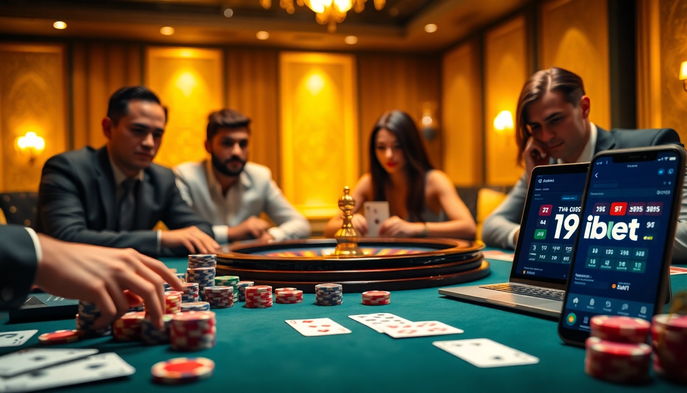 Experience thrilling gameplay at i9bet's luxurious casino tables with vibrant poker chips and cards.