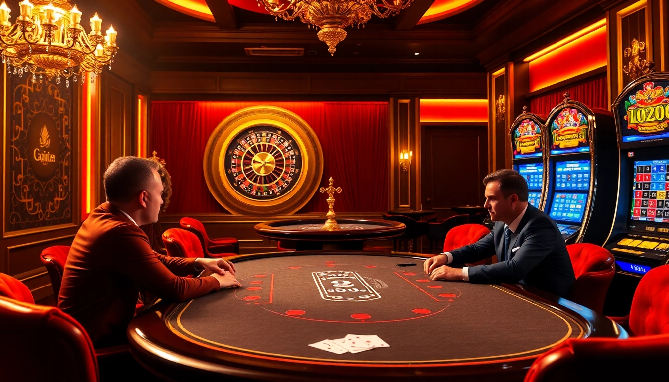 Players enjoying a thrilling poker game at 789f casino, surrounded by luxury and excitement.