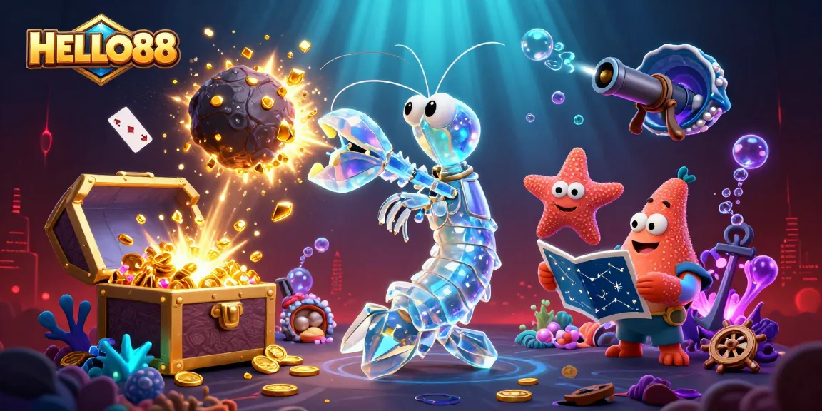Win big with HELLO88 as you experience a vibrant 3D illustration of galactic samurai and treasure gameplay.