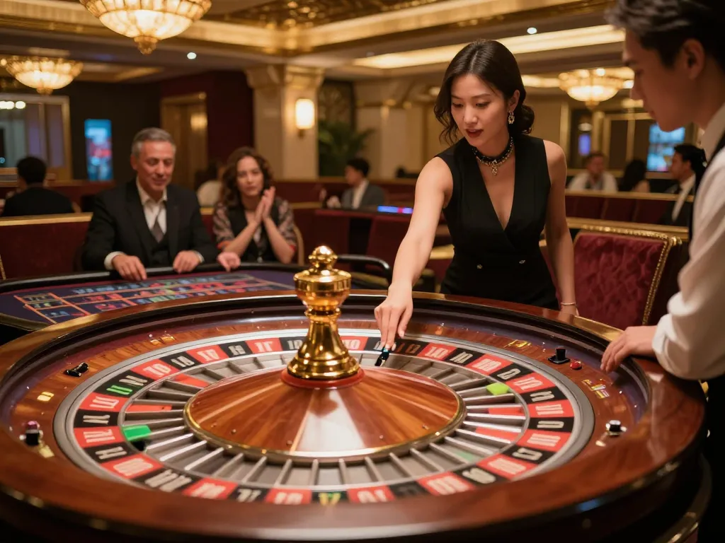 Watch players engage at the UU88 roulette table while enjoying upscale casino gaming.
