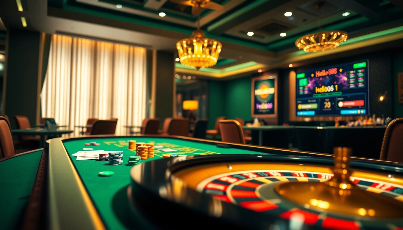 Engage in thrilling gaming experiences with Hello88 at a luxurious casino table.