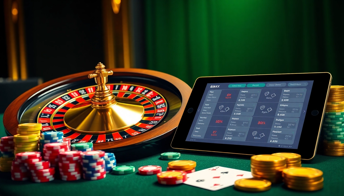 Experience the thrilling atmosphere of 88xx with vibrant poker chips and a spinning roulette wheel.