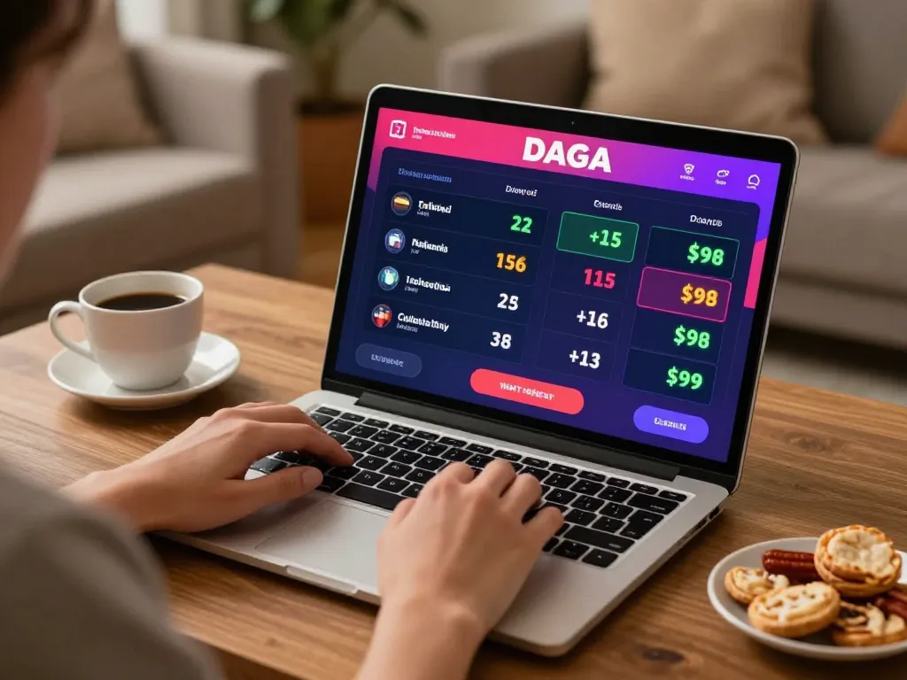 Explore betting strategies with dagago on a cozy home setup for online gambling.