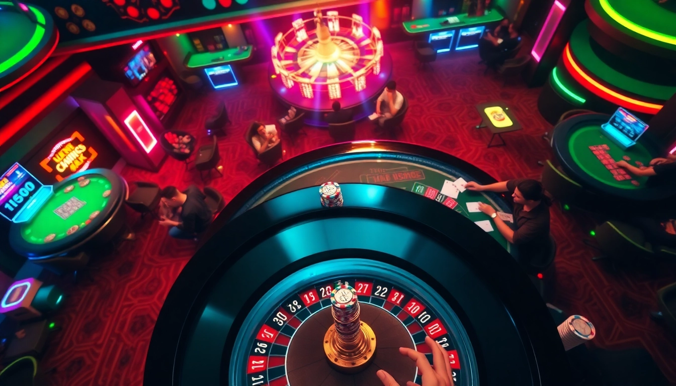 Lương Sơn TV brings the excitement of online gambling with vibrant casino visuals featuring poker tables and roulette wheels.