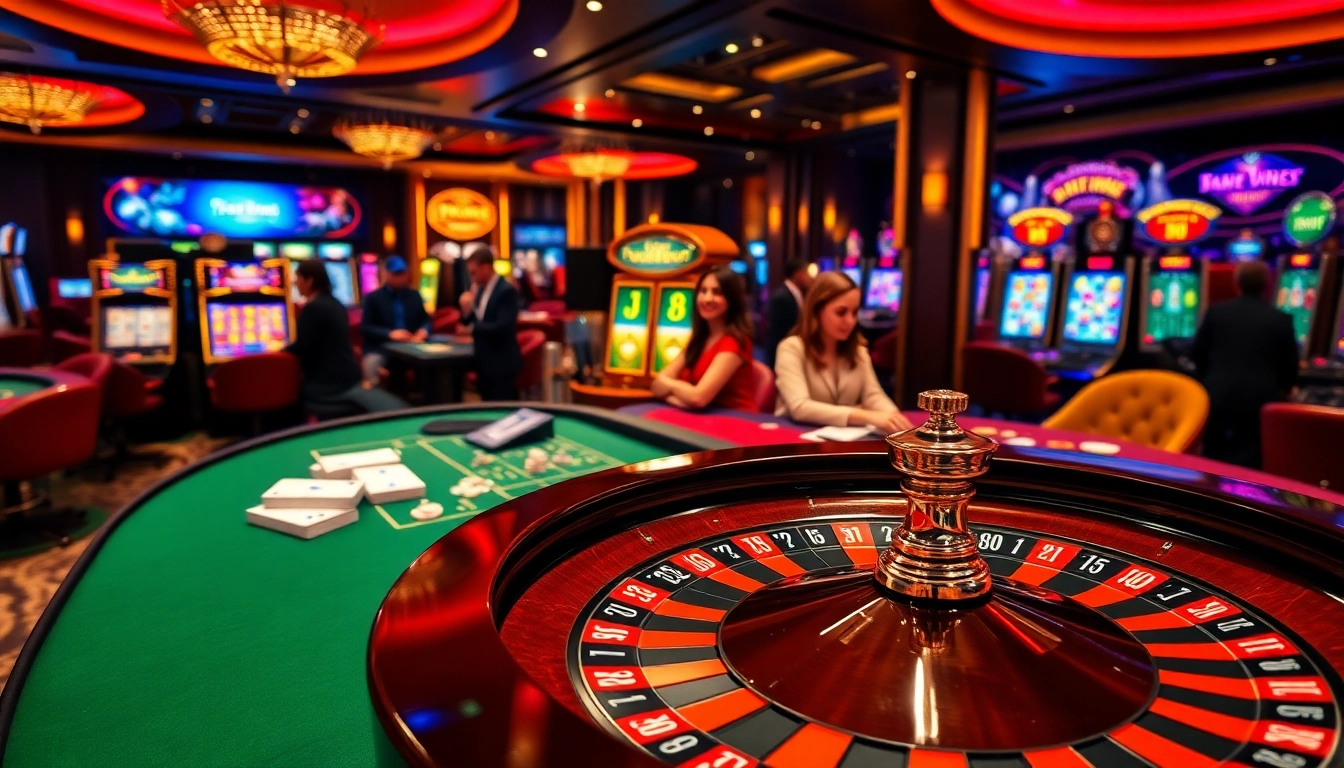 Experience the excitement of gambling with https://bem88.com featuring poker chips and a roulette wheel.
