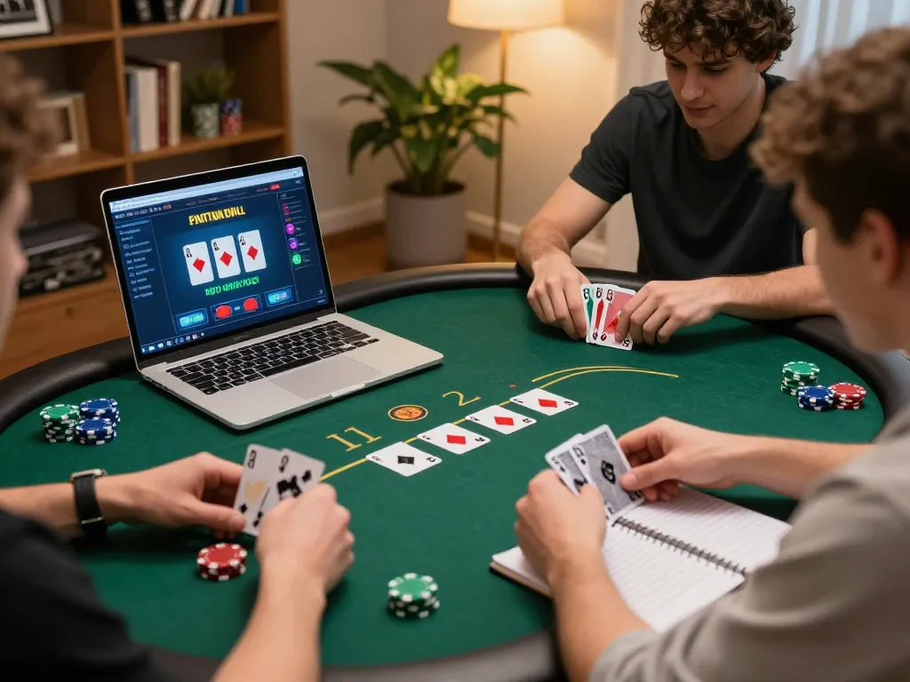 Player immerses in online poker gameplay at home on TR88, demonstrating strategic betting and engagement.