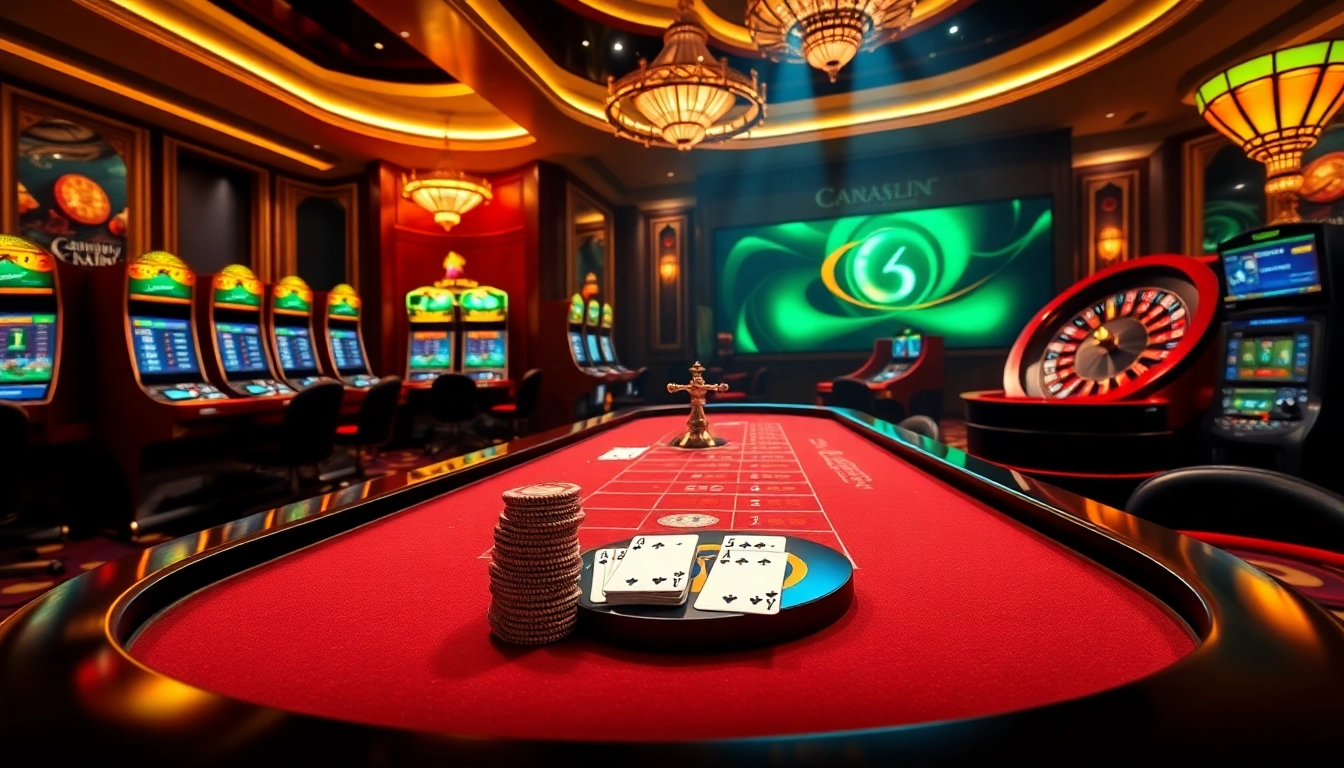 Engaging scene of casino elements illustrating Trang Chủ Go8 with poker chips and roulette wheel.