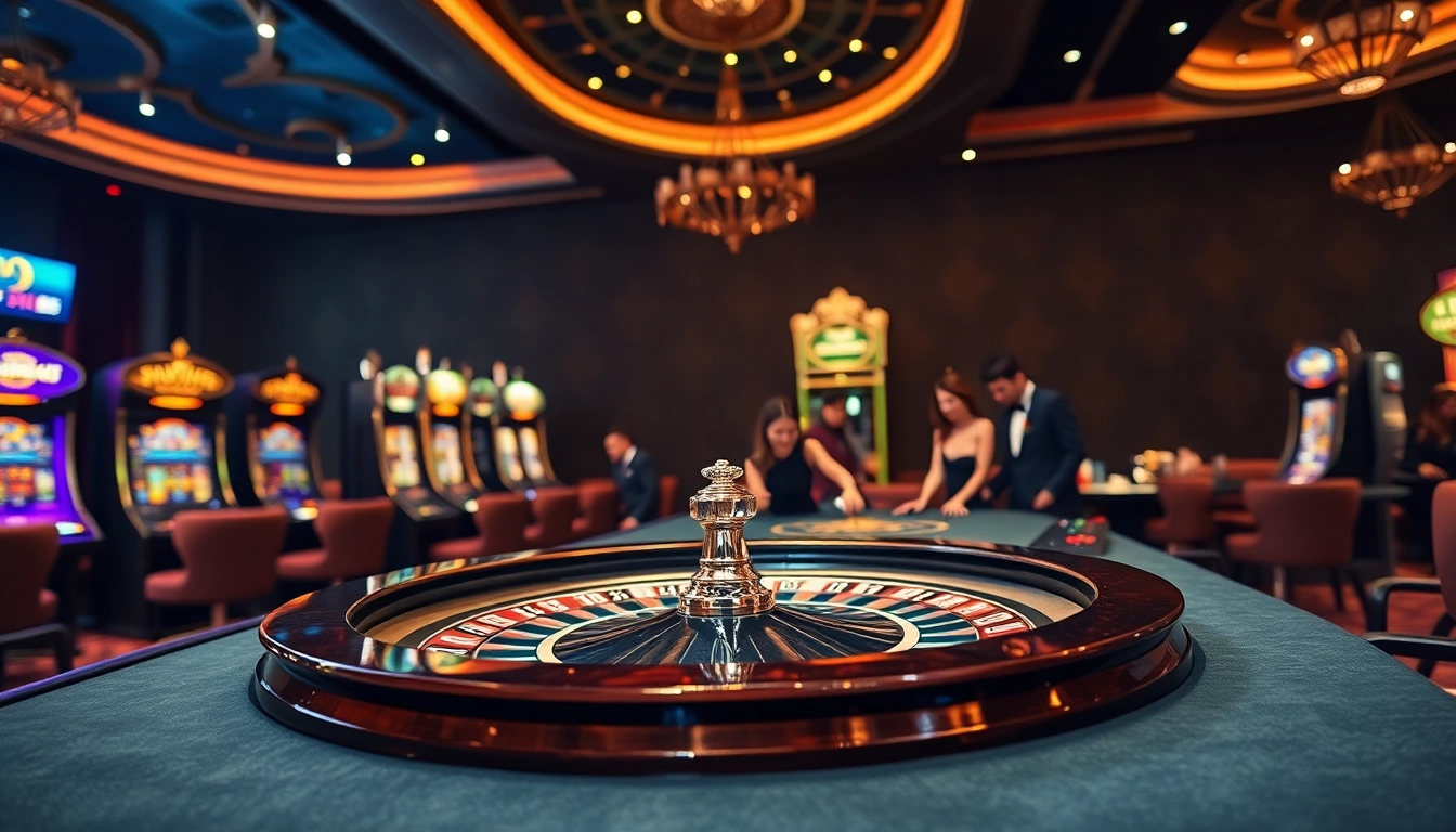 Exciting roulette gameplay at zo88 casino, showcasing chips and stylish players in a vibrant atmosphere.