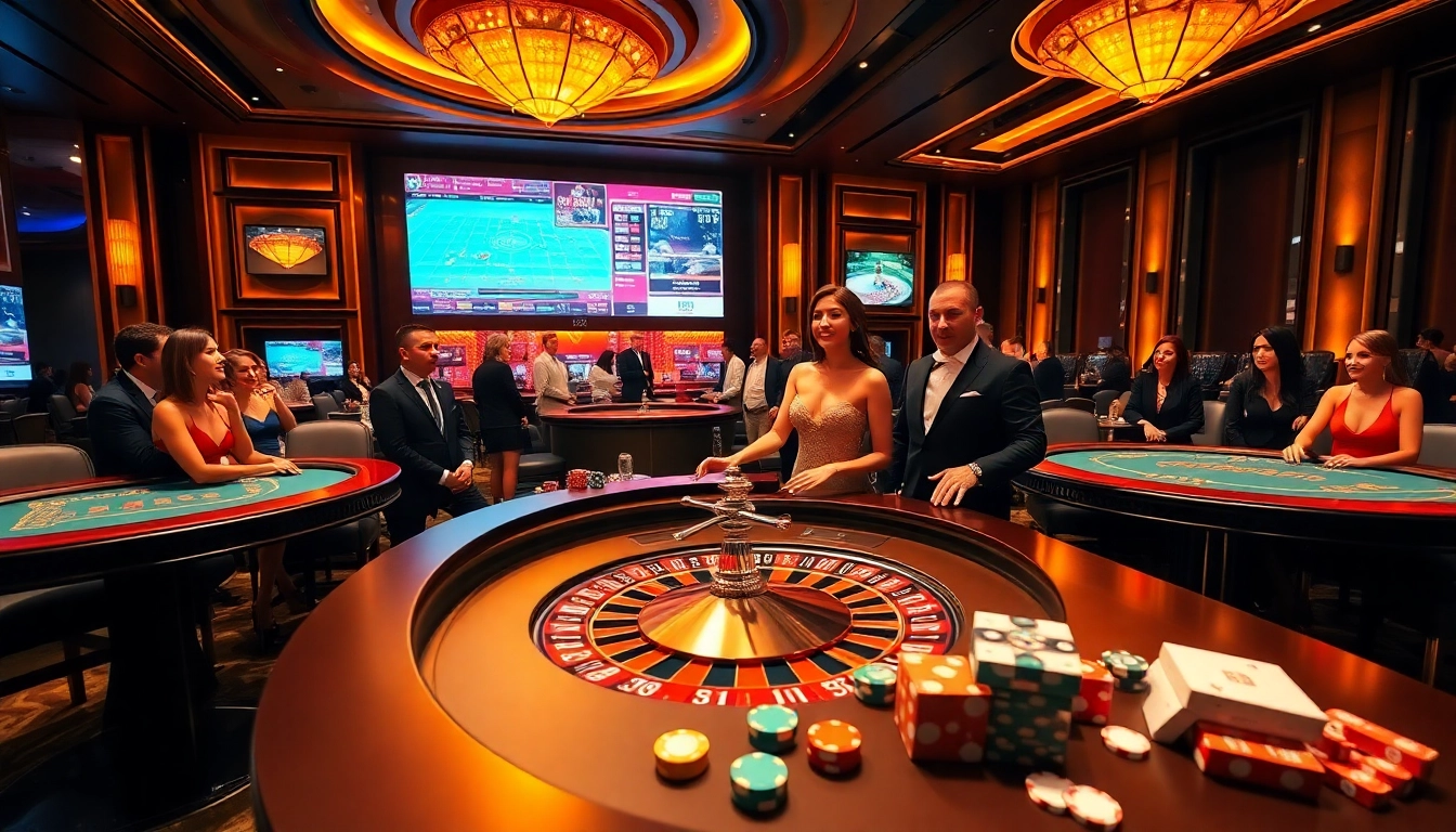 Experience the thrill of FUN88 at a luxurious casino with vibrant tables and engaging gameplay.