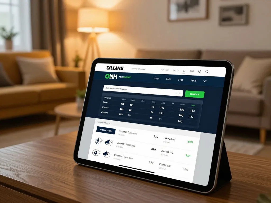 Engaging sports betting experience on a tablet, showcasing trang cá độ bóng đá with strategic odds selections in a cozy home setting.