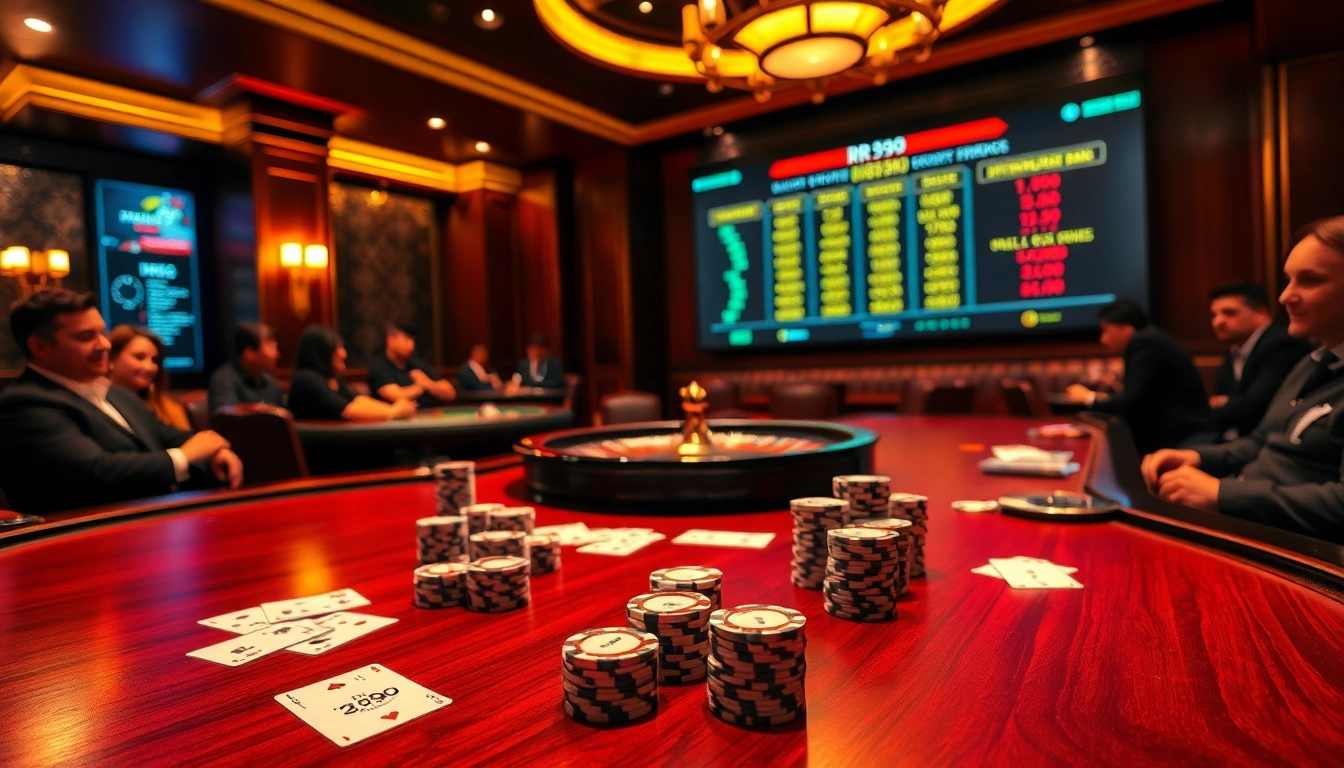 Players engage at a high-stakes poker table, with rr99 strategies displayed prominently.