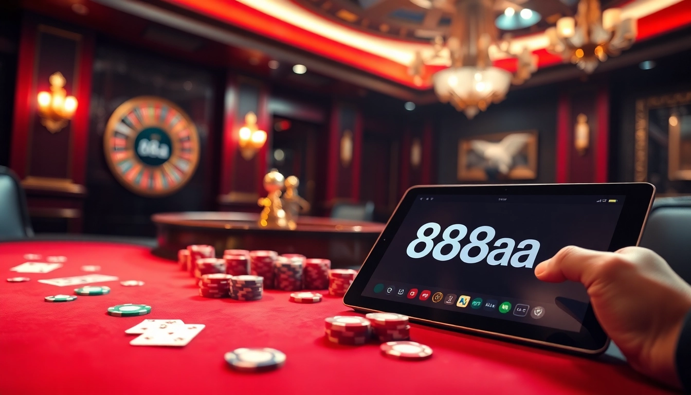 Exciting poker action at the casino table featuring 88aa gaming elements and vibrant chips.