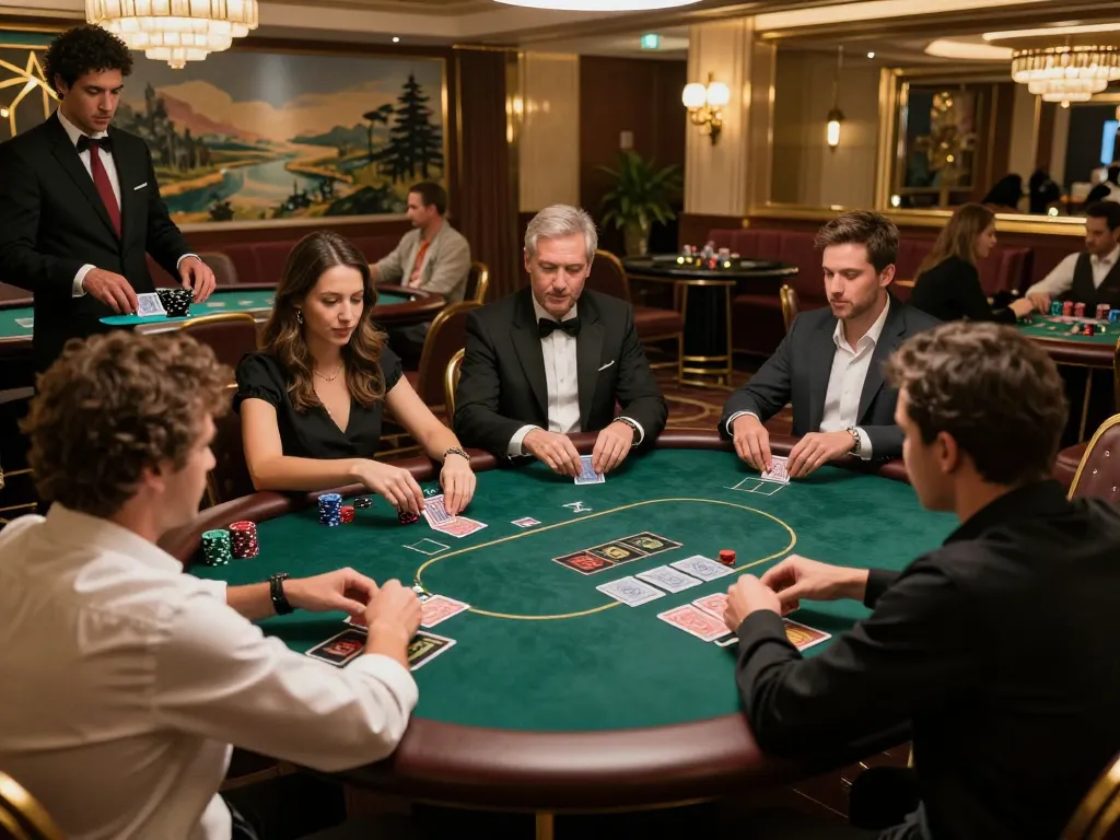Experience the excitement of 7m poker in a luxury gaming room with high-stakes players.