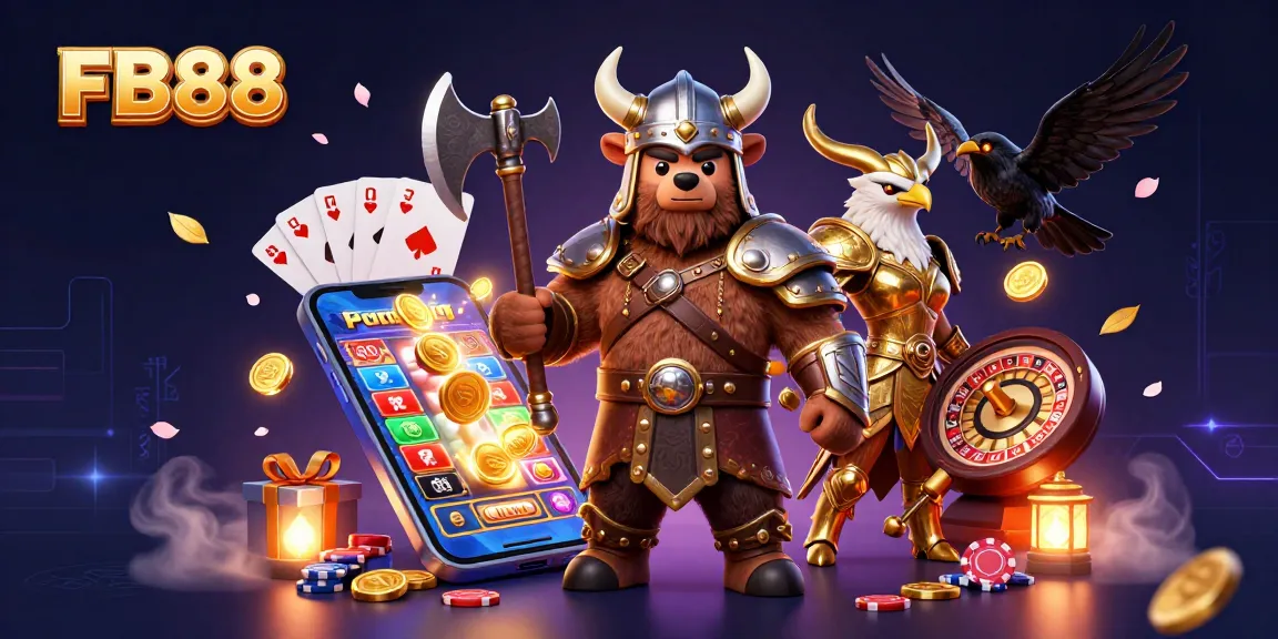 Experience thrilling gaming at FB88 with energetic characters and dynamic casino elements.
