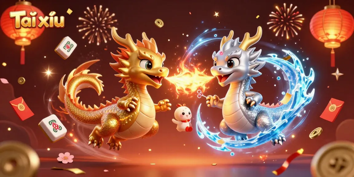 Experience the thrill of Tài xỉu as fiery dragons and golden symbols create a captivating gaming scene.