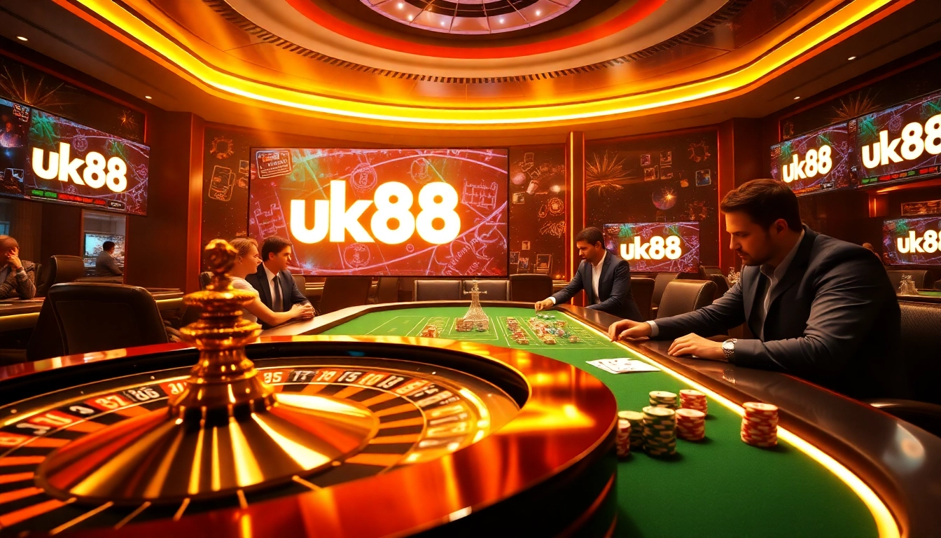 Experience the thrill of gambling at uk88 with dynamic poker action and luxurious casino elements.