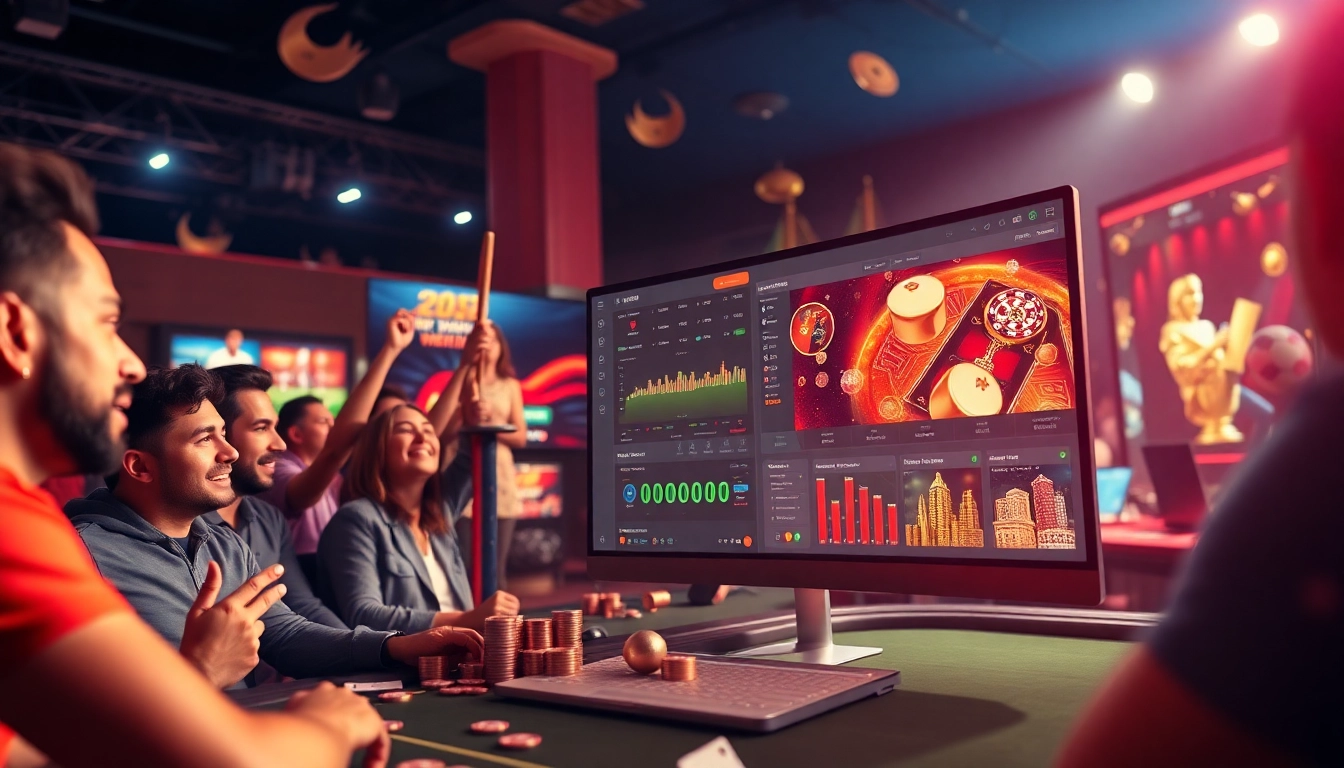 Exciting online gambling scene with diverse players at luck8win.live, showcasing vibrant gaming interface and thrilling atmosphere.