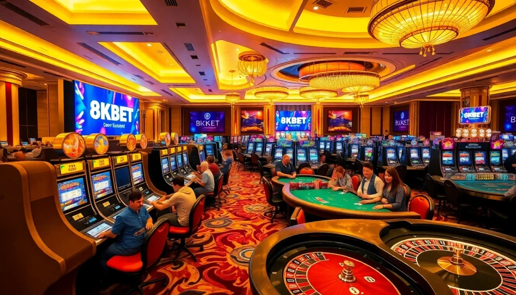 Experience excitement at 8KBET with vibrant casino games and luxury gaming atmosphere.