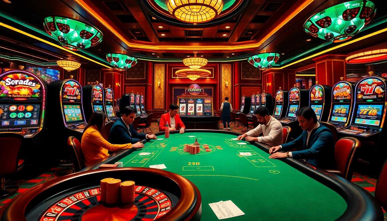 Experience high-stakes excitement at UU88 with vibrant casino visuals showcasing poker and slot games.