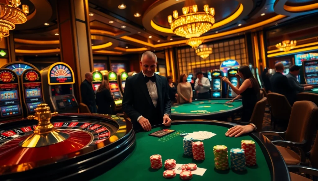 fun79 players celebrating their victories at a luxurious casino table with chips.