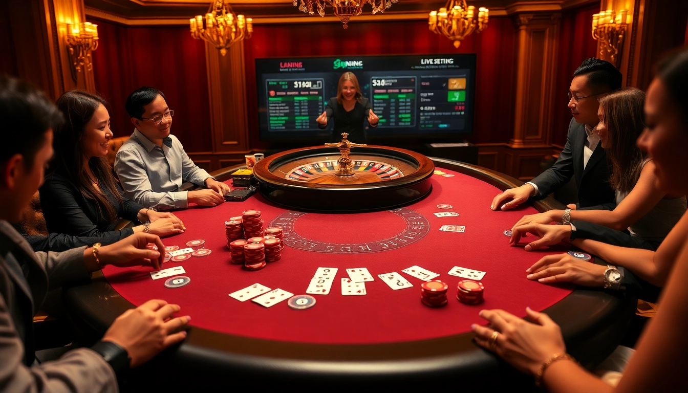 Players engage at the SV66 casino table, creating excitement with poker chips and cards.