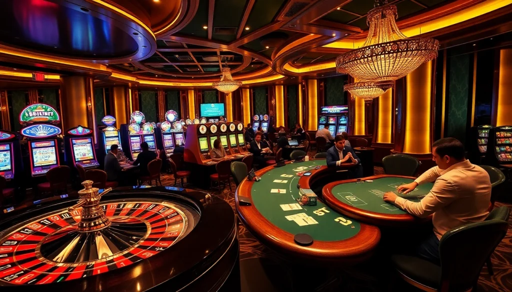 Experience BDTK66 luxury at a vibrant casino with roulette, poker, and slot machines.