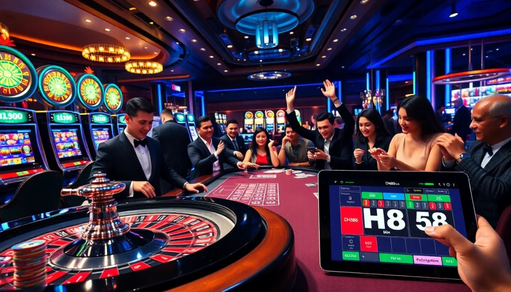 Experience excitement at https://dh88.us/ with players winning at the roulette table in a vibrant casino.