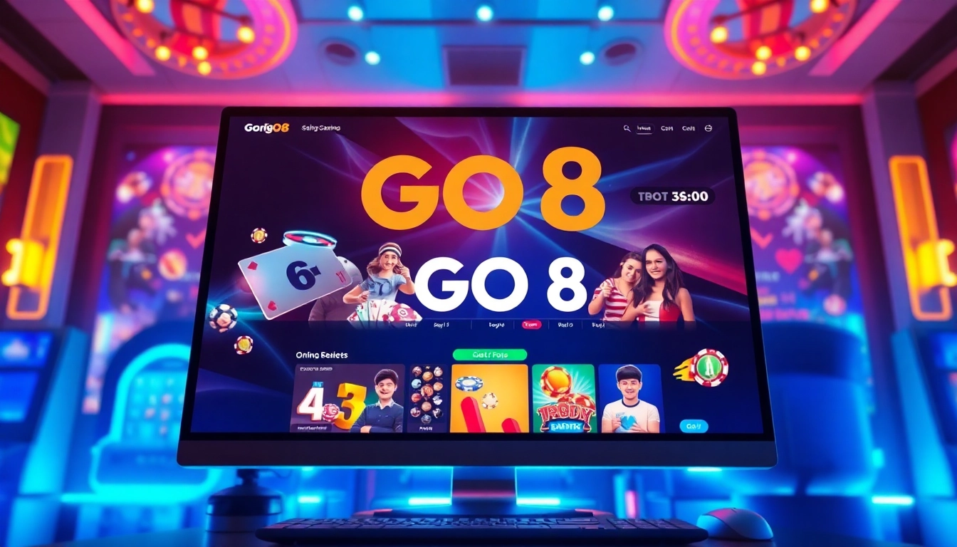 Explore GO8's vibrant online gambling platform through an engaging digital art representation, showcasing modern gaming experiences at https://go8s.bio/.