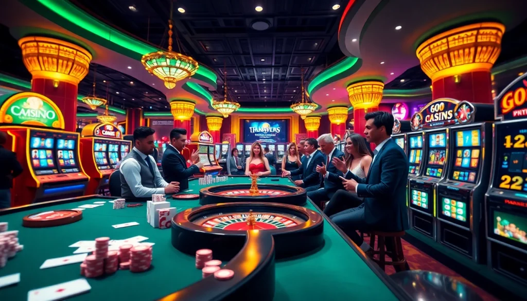 Experience the excitement of GO8 with vibrant slot machines and elegant casino tables.