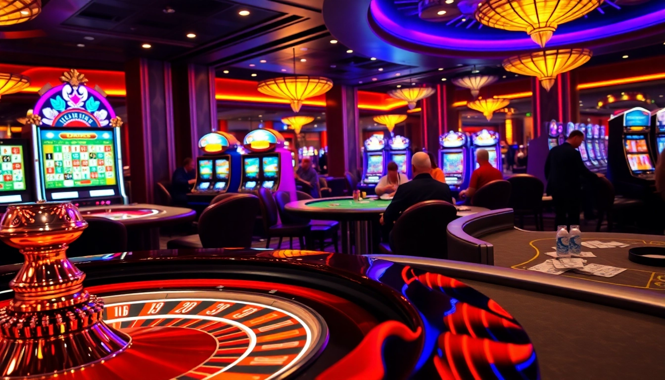 Experience the excitement of winning at xoso66 with vibrant casino tables and lively players.
